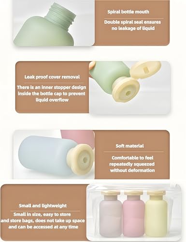 3 Pcs 100ml Plastic Squeeze Bottle, Empty Shampoo Conditioner Container Travel Size Toiletries Bottles, for Shampoo, Lotion, Cream and Liquids(Garden series)