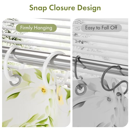 Amazer White Shower Curtain Rings, 24 Pcs Plastic Shower Curtain Hooks, Shower Curtain Hooks Rings for Bathroom Shower Rod, Easy to Snap Closure, O Shape Shower Rings for Curtain - color: White, size: 24 Pack