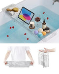 Bathtub Caddy Tray,Adjustable Bathtub Tray Table, Bath Organizer for Relaxing Spa-Features 2 Cup Holders, A Phone Stand with 5 Angle Adjustments,Non-Slip Silicone Pads,Won't Get Moldy,Easy to Clean.
