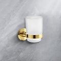 Toothbrush Holder with Frosted Glass Cup, Stainless Steel Wall Mounted Mouthwash Tumbler Holder for Bathroom, Toothpaste & Toothbrush Organizer, Brushed Gold - color: Gold