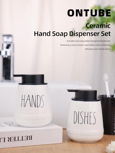 Ceramic Soap Dispenser Set, 13oz Wash Soap Dispenser(Liquid-Hands & Dishes) - color: Liquid-hands & Dishes