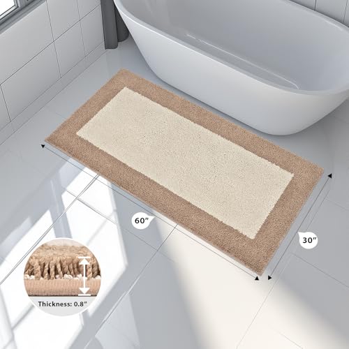 anllugs Bathroom Rugs 30" x 60", Non-Slip Extra Soft Absorbent Bath Rugs, Machine Washable Quick Dry Bath Mats for Bathroom Floor, Shower, Bathtub and Sink, Beige & Grayish Brown - color: Beige & Grayish Brown, size: 30" X 60"