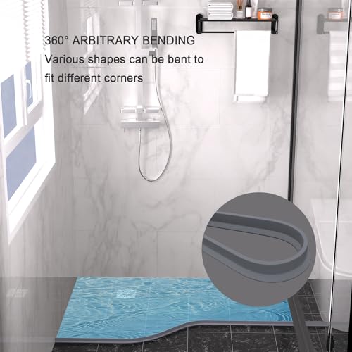 Water Dam for Sink Shower Tub Threshold Water Barrier Collapsible Water Stopper Barrier Water-Blocking Splash Guard Suitable (Heart - 1.18'' H - Gray, 78 Inch) - color: Heart - 1.18'' H - Gray, style: 78 Inch