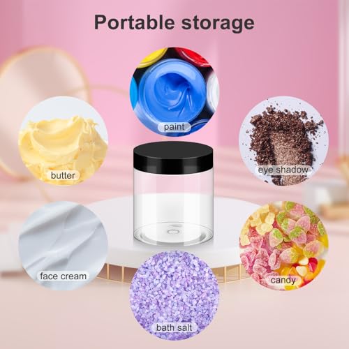 Loretoy 36 Pack 8 OZ Household Plastic Jars with Lids, BPA Free, Reusable, Refillable Transparent Cosmetic Containers for Bath Salts, Cosmetics, Powders, Beauty Product and Small Accessories, Black - color: Black, size: 8 Ounce