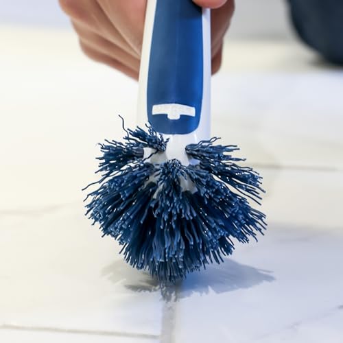 Unger 2-in-1 Grout and Corner Scrubber Brush Tool, Crevice Bathroom Cleaning Supplies for Showers, Door Tracks, Tile, and Bathtubs, Household 360-Degree Scrubbing Power (Pack of 4) - size: 1 Unit (Pack of 4), style: 2-in-1 Grout & Corner Scrubber