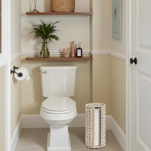 GRANNY SAYS Toilet Paper Storage Holder, Bathroom Toilet Paper Holder Stand, Woven Bathroom Baskets for Bathroom, Free Standing Organizer for Bathroom Storage - color: Butter Milk, size: 6¾"D(For 3 Roll)