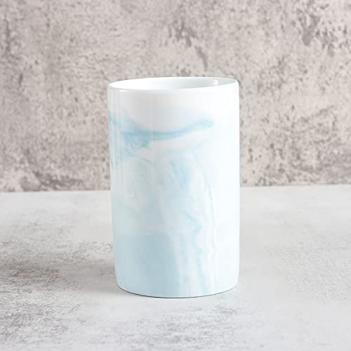 Ceramic Toothbrush Holder, Bathroom Cup, Drinking Mug, Coffee Cups, Marble Pattern Pen Holders, 300ml/Pcs (Blue) - color: Blue