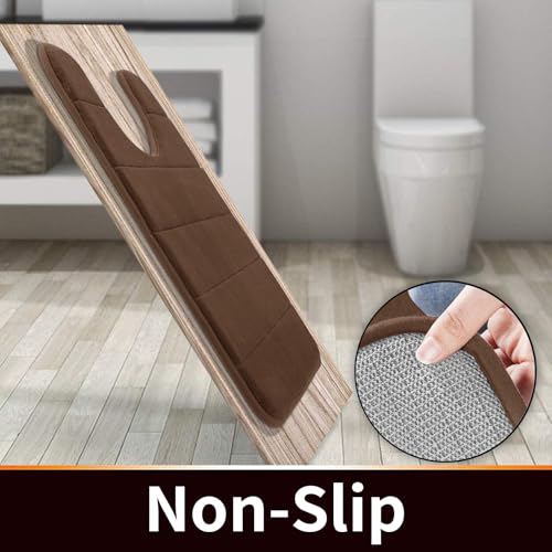 Yimobra Memory Foam Toilet Bath Mat U-Shaped, Soft and Comfortable, Super Water Absorbent, Non-Slip, Machine Wash and Easy to Dry for Bathroom Commode Contour Rug, 24 X 24 Inches, Brown - color: Brown, size: 24" X 24"