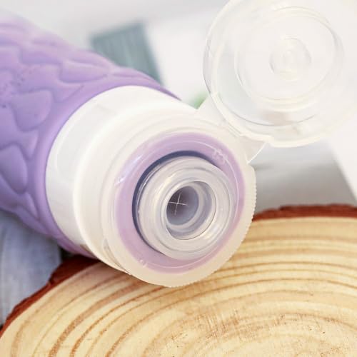 Silicone Travel Bottles for Toiletries 8 Pack Travel Size Toiletries 3.4 oz 1.7 oz, Leakproof Squeeze Travel Size Containers Refillable Cosmetic Jars Set for Shampoo, Conditioner, Creams - color: Pastel Bloom-3.4oz