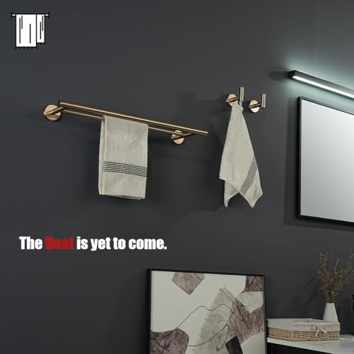 JQK Double Towel Bar Champagne Bronze, 20.5 Inch 304 Stainless Steel Thicken 0.8mm Towel Rack Bathroom, Towel Holder Wall Mount, Useable Length 18 Inch, TB100L18-CB - color: Champagne Bronze, size: 20.5 Inch