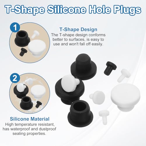 uxcell 15Pcs Silicone Hole Plug, Waterproof Solid T-Shaped Rubber Stoppers Bottle Seal Tube Pipe Plug End Cap for 3.8mm/0.15" Hole for Bathtub Bottle, 0.24" Plug Height, Black - color: Black, size: For 3.8mm/0.15" Hole, 0.24" Plug Height