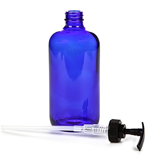 Vivaplex 16 oz Cobalt Blue Glass Bottles with Black Lotion Pumps -2pk