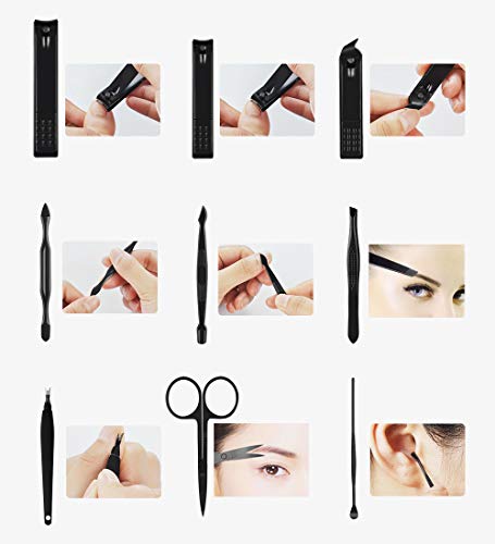 Nail Clippers Sets High Precisio Stainless Steel Nail Cutter Pedicure Kit Nail File Sharp Nail Scissors and Clipper Manicure Kit Fingernails & Toenails with Portable Stylish case (Blue 15-piece) - color: Blue 15-piece