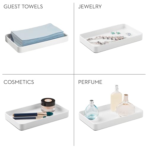 iDesign Steel Vanity Tray for Bathroom Organization and Storage - Set of 2 - White - color: White, style: Pack of 2