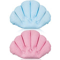 2 Pieces Inflatable Bath Pillow with Suction Cups, Terry Cloth Covered Bath Pillow Shell Shape Bathtub Spa Pillow Comfortable Soft Bath Cushion, Neck Support for Bathtub, Hot Tub, Home Spa Tub