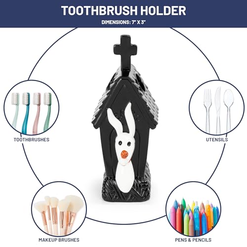 Jay Franco Disney Nightmare Before Christmas Toothbrush Holder - Black & White Resin Pencil Holder Features Zero - Bathroom Storage - color: Black - Nightmare Before Christmas