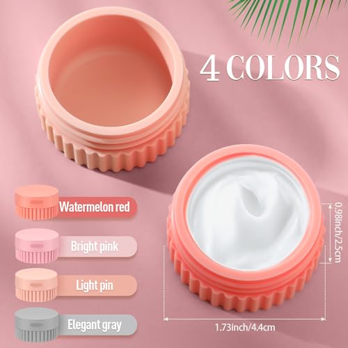 Maxcheck 4 Pcs Travel Containers for Toiletries 0.68 Oz/20 ml Small Silicone Cream Jar with Lid Mini Leakproof Lotion Jar Refillable Travel Cosmetic Container for Face Body Skin Cream (Elegant Color) - color: Elegant Color