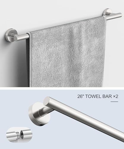 12 Pcs Brushed Nickel Bathroom Accessories Set, HOMEMYSTIQUE SUS304 Stainless Steel Bathroom Hardware Set, Bath Towel Bar Set, Toilet Paper Holders, Towel Rings Racks, Robe Towel Hooks - color: Brushed Nickel, size: 12 Pieces
