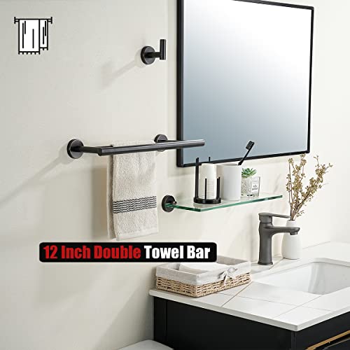 JQK Double Towel Bar Oil Rubbed Bronze, 15 Inch 304 Stainless Steel Thicken 0.8mm Towel Rack Holder for Bathroom Washcloths and Hand Towels, ORB Wall Mount, Useable Length 12 Inch, TB100L12-ORB - color: Oil Rubbed Bronze, size: 15 Inch