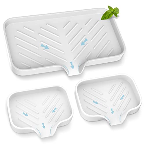 Kitchen Soap Tray,Kitchen Sink Tray Sponge Tray Kitchen Sponge Holder Self Draining Premium Silicone Soap Holder for Bathroom Kitchen Counter Sink Caddy Organizer for Dish Soap Bottle,Soap Dispenser - color: Trwt