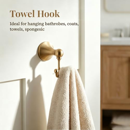 4 Piece Gold Bathroom Hardware Set - Brushed Gold Bathroom Accessories, 23.6 Inch Towel Bar | Towel Hook | Toilet Paper Holder | Hand Towel Holder (Champagne Bronze) - color: Champagne Bronze