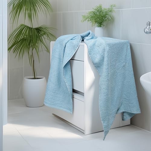 Tens Towels Pack of 4 Extra Large Bath Towels 30 x 60 Inches, 100% Cotton, Larger & Lighter Weight, Quicker to Dry, Super Soft and Absorbent, Perfect for Bathroom, Sky Blue - color: Sky Blue