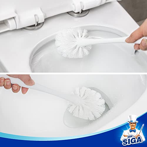MR.SIGA Toilet Plunger and Bowl Brush Combo for Bathroom Cleaning, White, 2 Sets - color: White