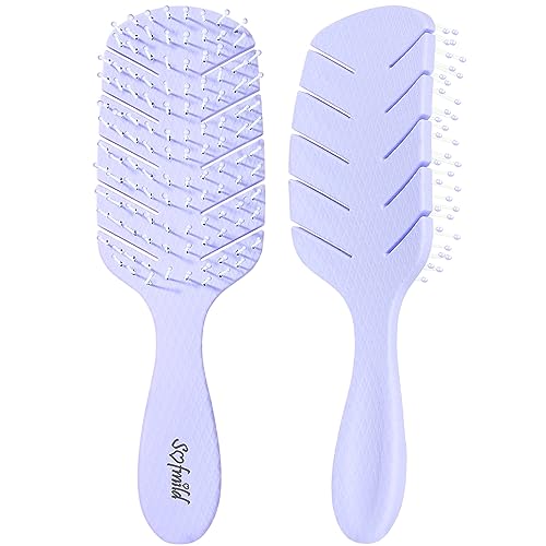 Hair Brush, Vented Paddle Detangle Brush, Purple | Faster Blow Drying, Soft Flexible Bristles, For Women Curly Thick Wet Hair, Detangling Styling - color: Large-Purple