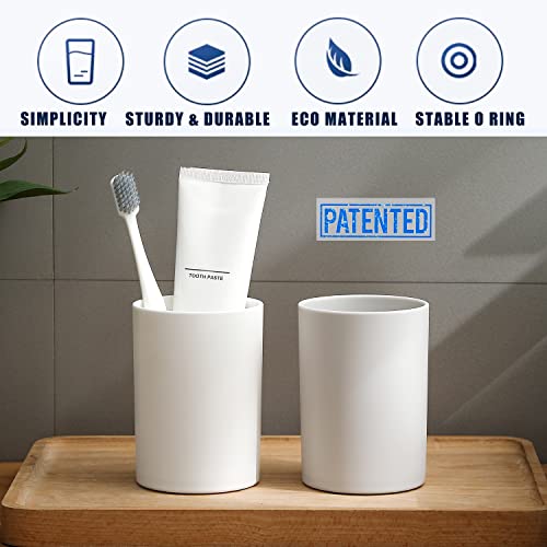 Bathroom Tumbler Cup 10.5oz Reusable Unbreakable Toothbrush Cup 300ml Mouthwash Cups Plastic Easy to Clean Bathroom Cup Toothbrush Holder Adequate for Your Bathroom (PP, white2) - color: White2