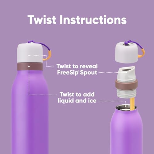 Owala FreeSip Twist Insulated Stainless Steel Water Bottle with Straw for Sports and Travel, BPA-Free, 18-oz, Purple (California Grapevine) - color: California Grapevine, size: 18 Ounces