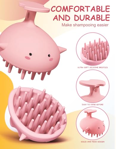 Scalp Massager Hair Growth, Silicone Scalp Scrubber Shower Shampoo Brush | One-Piece Silicone Scalp Exfoliator, Wet & Dry Hair Care, No Seams to Trap Water or Grime, Flakes and Buildup - color: Pink