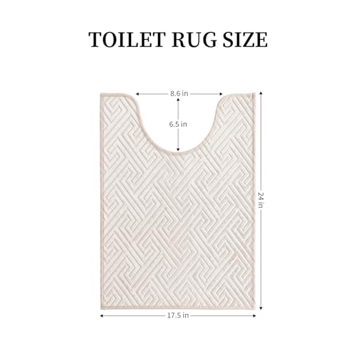 YIHOUSE Beige Bathroom Toilet Rugs 17.5"x24"U, Quick Dry Absorbent Non Slip Bath Rug, Machine Washable Thin Bath Mat for Restroom Floor Tub Laundry Room Home Decor - color: Beige, size: 1'6" x 2' (U-Shape)