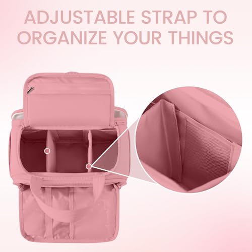 Travel Toiletry Bag for Women,Large Makeup Bag Organizer,Puffy Cosmetic Bag with Wet Dry Separation,Waterproof Toiletries Bag with Trolley Sleeve,Dark Pink - color: Dark Pink