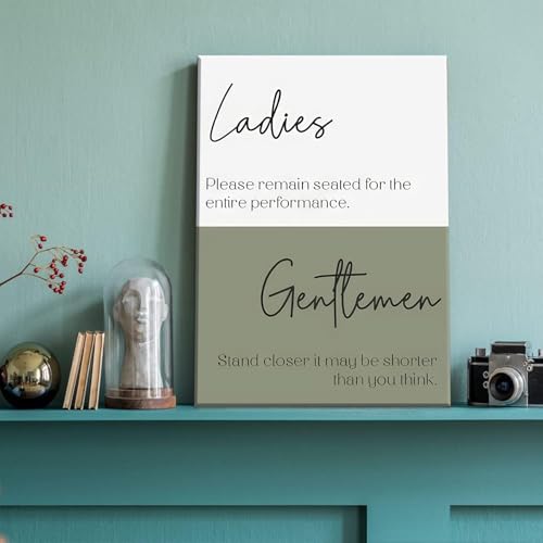 HDXUFJQ Funny Canvas Wall Art - White and Green Toilet Room Humor Wall Decor - Amusing Farmhouse Bathroom Sign - Picture Print - Ladies and Gentlemen - Ready to Hang (8"x10") - color: Wrapped Canvas Bathroom Sign, size: 10"L x 8"W