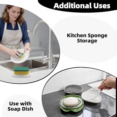 2 Pack Soap Dish for Shower, Non-Slip Silicone Bar Soap Holder with Efficient Drainage Holes for Bathroom Sink, Self Draining Soaps Saver Pad for Shower Niche, Shelf (Black- 2Pcs) - color: Black- 2pcs