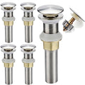 Rockgoya Bathroom Sink Drain,5 Pack Drain Stopper Bathroom Sink Without Overflow,Pop Up Drain Assembly with Detachable Strainer Basket,Built-in Anti-Clogging Strainer,Stainless Steel Brushed Nickel - color: Brushed Nickel-5 Pack, style: Without Overflow