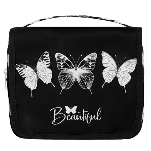 Travel Hanging Toiletry Bag for Women Girl Kinds Of Butterfly Vintage Cosmetic Bag Waterproof Makeup Organizer for Accessories, Shampoo, Full Sized Container, Toiletries for Bathroom Shower - color: B 02