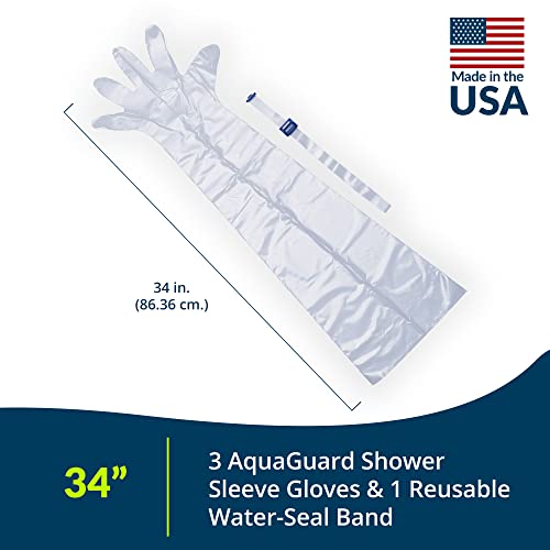 TIDI AquaGuard Glove – Shower Protection Glove with Water-Seal Band – Arm Cast Cover – 3 Gloves and 1 Water-Seal Band per Package – Cast Covers for Shower Arm (50016-RPK) - size: 1 Package