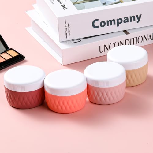 Kuangre Travel Containers for Toiletries, Silicone Cream Jars BPA-Free, TSA Approved 3oz Travel Size Containers, Leak-proof Silicone Jars with Lid for Cosmetic Face Hand Body Cream (4 Pack) - color: Terracotta, size: 3 Ounces