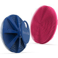 Silicone Body Scrubber, BEAUTAIL Gentle Exfoliating Shower Brush for Body | Hygienic Silicone Loofah, Easy-Grip Handle, Soft Bath Scrubber for Sensitive Skin, Women, Men & Kids, 2 Pack, Blue+Rose - color: Blue+rose 2 Pcs