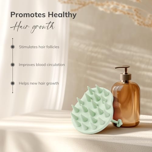 Sndyi Silicone Scalp Massager Hair Growth, Scalp Scrubber with Soft Silicone Bristles, Scalp Exfoliator for Dandruff Removal, Large Size Shampoo Brush, Wet Dry Scalp Brush for Long Thick Curly Hair - color: Mint Green