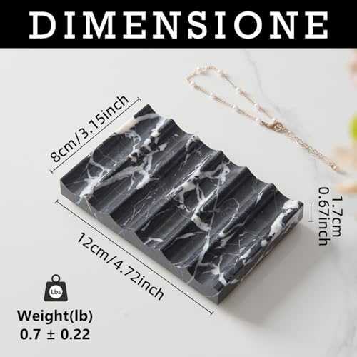 Real Luxurious Natural Marble Soap Dish for Shower,soap Dish for Bathroom,Non-Ceramic/Non-Resin Stone soap Tray（Black） - color: Black