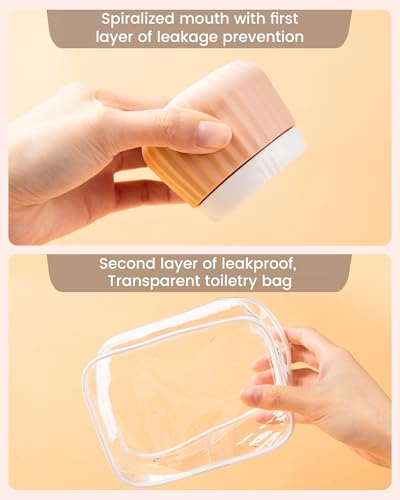 Mrsdry Travel Containers for Toiletries 4 Pack, TSA Approved Travel Size Toiletries, Travel Size Containers, With Clear Bag Leak Proof Silicone Jars, Travel Essentials Creams Jars Carrying Small Items - color: Apricot, size: 3 oz