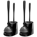 MR.SIGA Toilet Plunger and Bowl Brush Combo for Bathroom Cleaning, Black, 2 Sets - color: Black