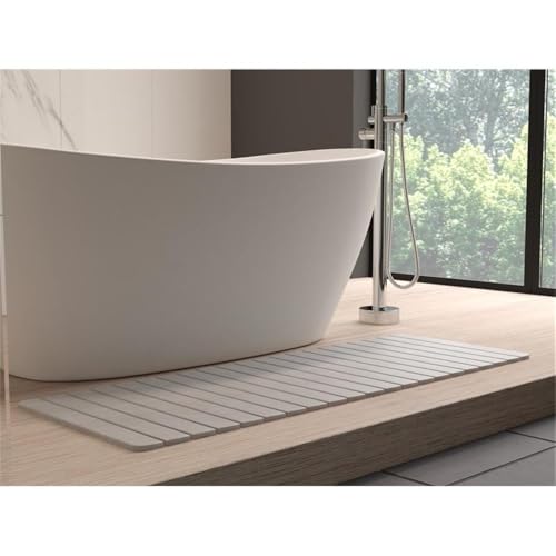 Bergamo Art Modern 58x21 Diatomite Stone Extra Large Bath Mat in Gray - color: Grey