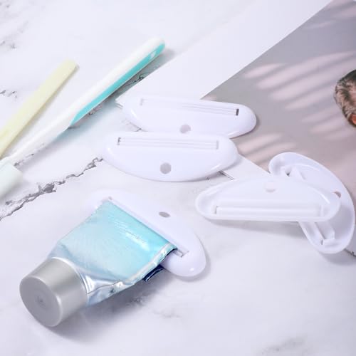 5PCS Toothpaste Squeezer, Plastic Toothpaste Tube Clip Dispenser for Bathroom Cream Cosmetics Paint(White)