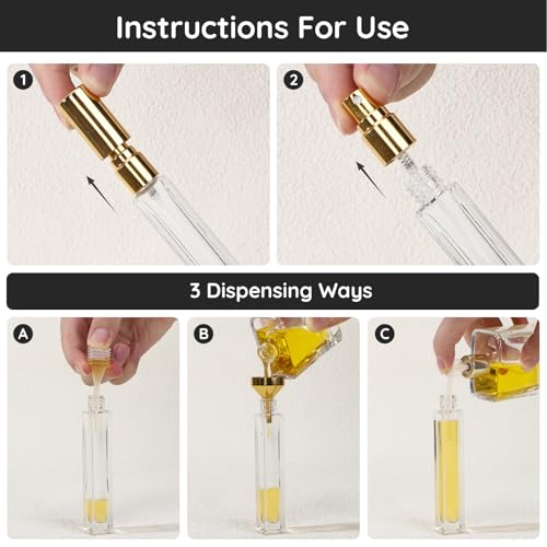 Segbeauty 0.34oz Clear Glass Fine Mist Sprayer for Perfume Refill, 10pcs Mini Empty Glass Perfume Spray Bottle with Gold Cap, 10ml Refillable Travel Cologne Bottles, Small Liquid Cologne Atomizer Set - color: Clear, style: Bulk Mini Bottles