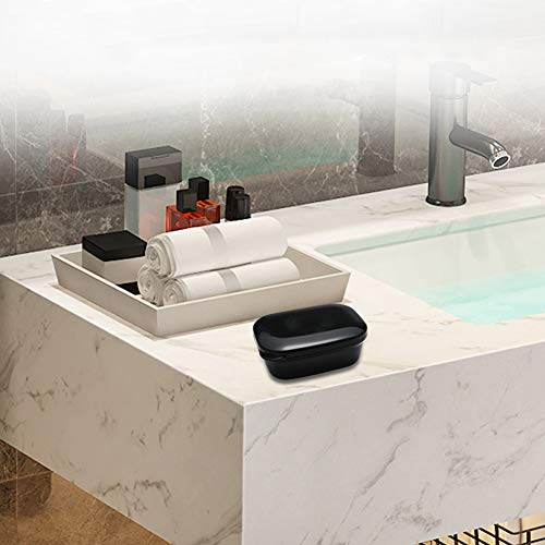 Soap Dish Soap Box Soap Holder 2 Pack Soap Container for Shower, Waterproof Portable Soap Case Tray for Traveling, Car, Home, Outdoor, Camping, Gym (Black) - color: Black