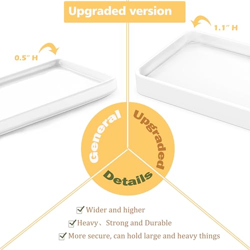 Gurygo 10" Bathroom Countertop and Vanity Tray - Kitchen Tray for Soap Bottles - Ceramic Vanity Tray for Bathroom Counter Organization - Kitchen Tray(White, Set/1) - color: White, size: 9.9" x 5.7" x 1.1"