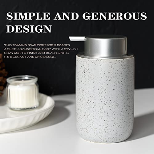 Gray Foaming Soap Dispenser Set,2 Pcs Foam Soap Dispenser for Bathroom&Kitchen,12oz Foaming Dispenser Set with Pump for Hand Wash,Dish Soap(Ceramic) - color: Light Gray
